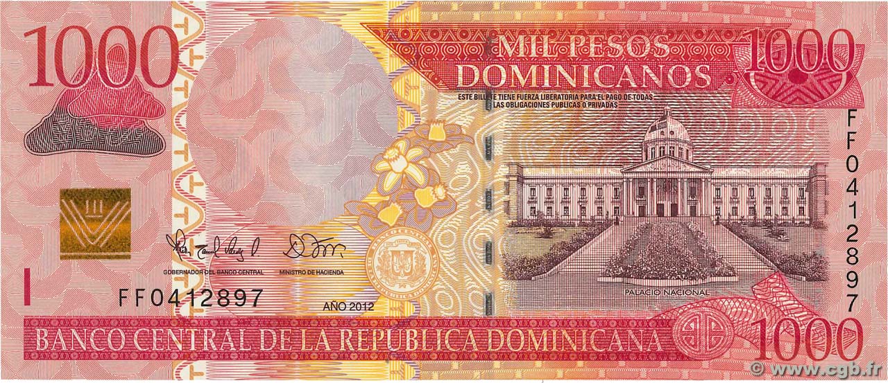 1000 Pesos Dominicanos RÉPUBLIQUE DOMINICAINE  2012 P.187c ST