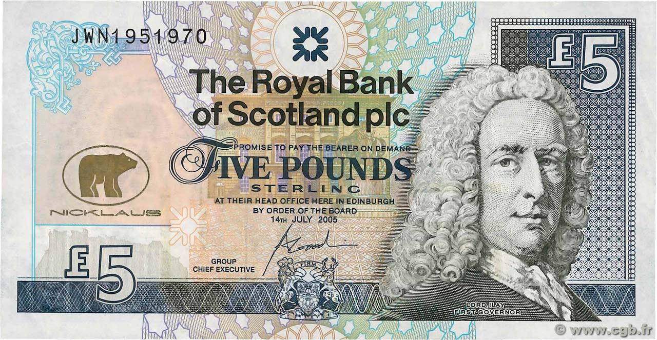 5 Pounds SCOTLAND  2005 P.365 VF