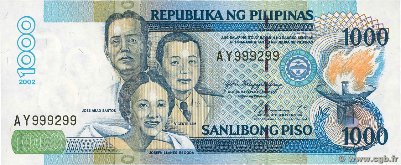 1000 Pesos PHILIPPINES  2002 P.197a SPL