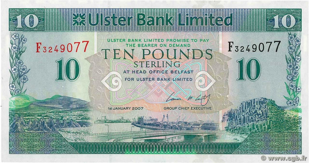 10 Pounds NORTHERN IRELAND  2007 P.341a ST