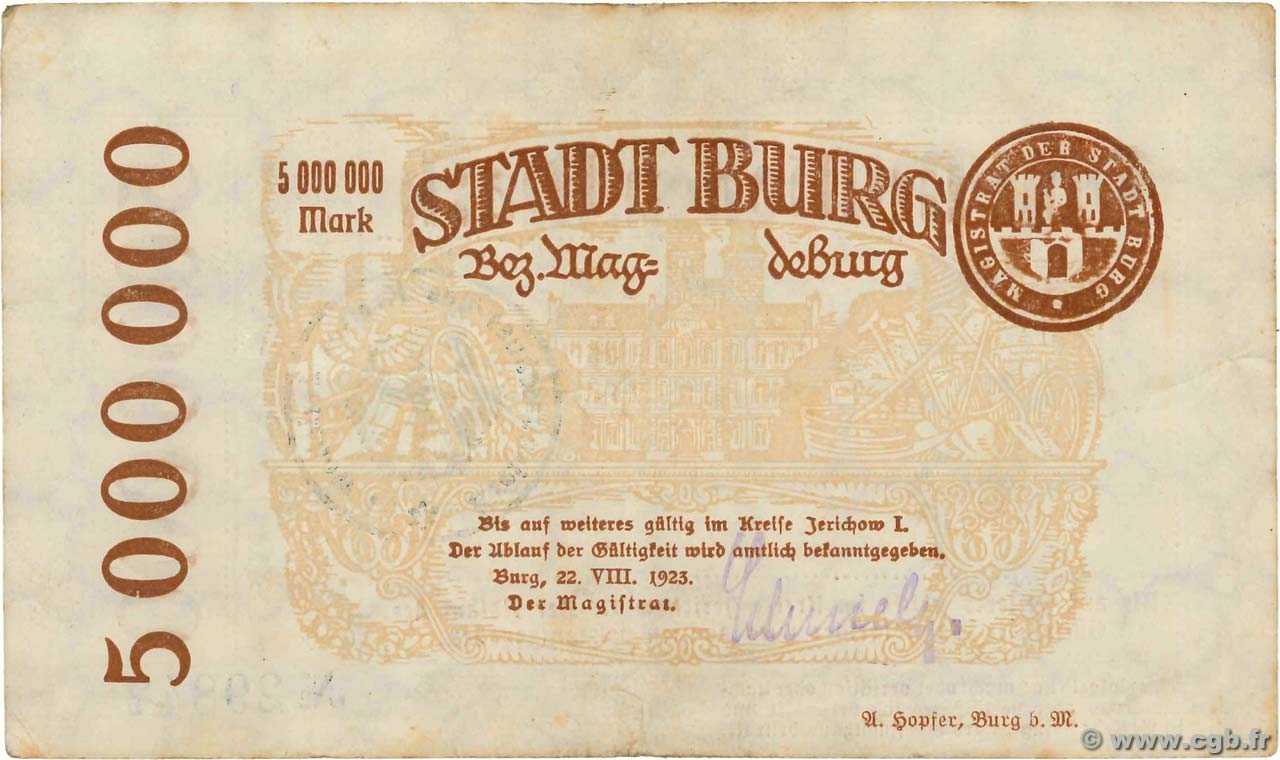 5000000 Mark GERMANIA Burg 1923  BB