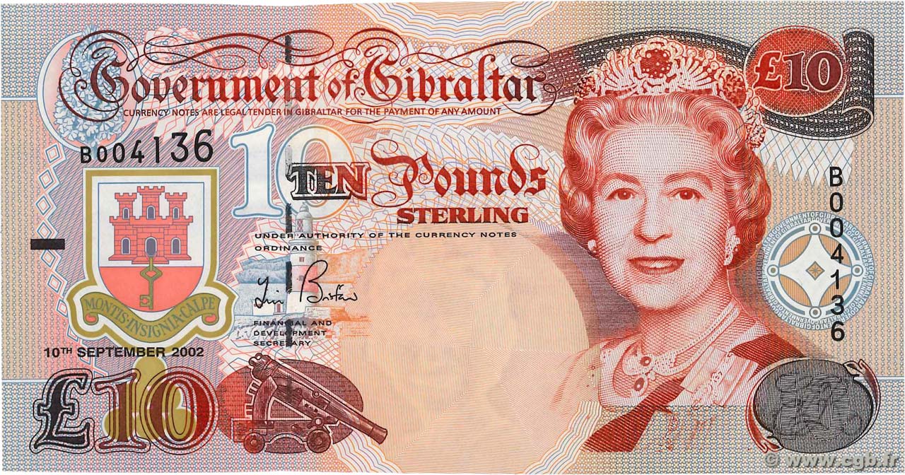 10 Pounds Sterling GIBRALTAR  2002 P.30 FDC