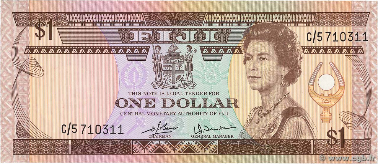 1 Dollar FIJI  1980 P.076a UNC-