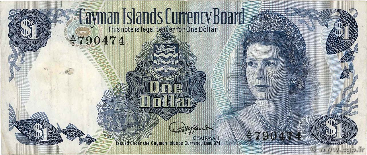1 Dollar ISLAS CAIMáN  1985 P.05b BC+