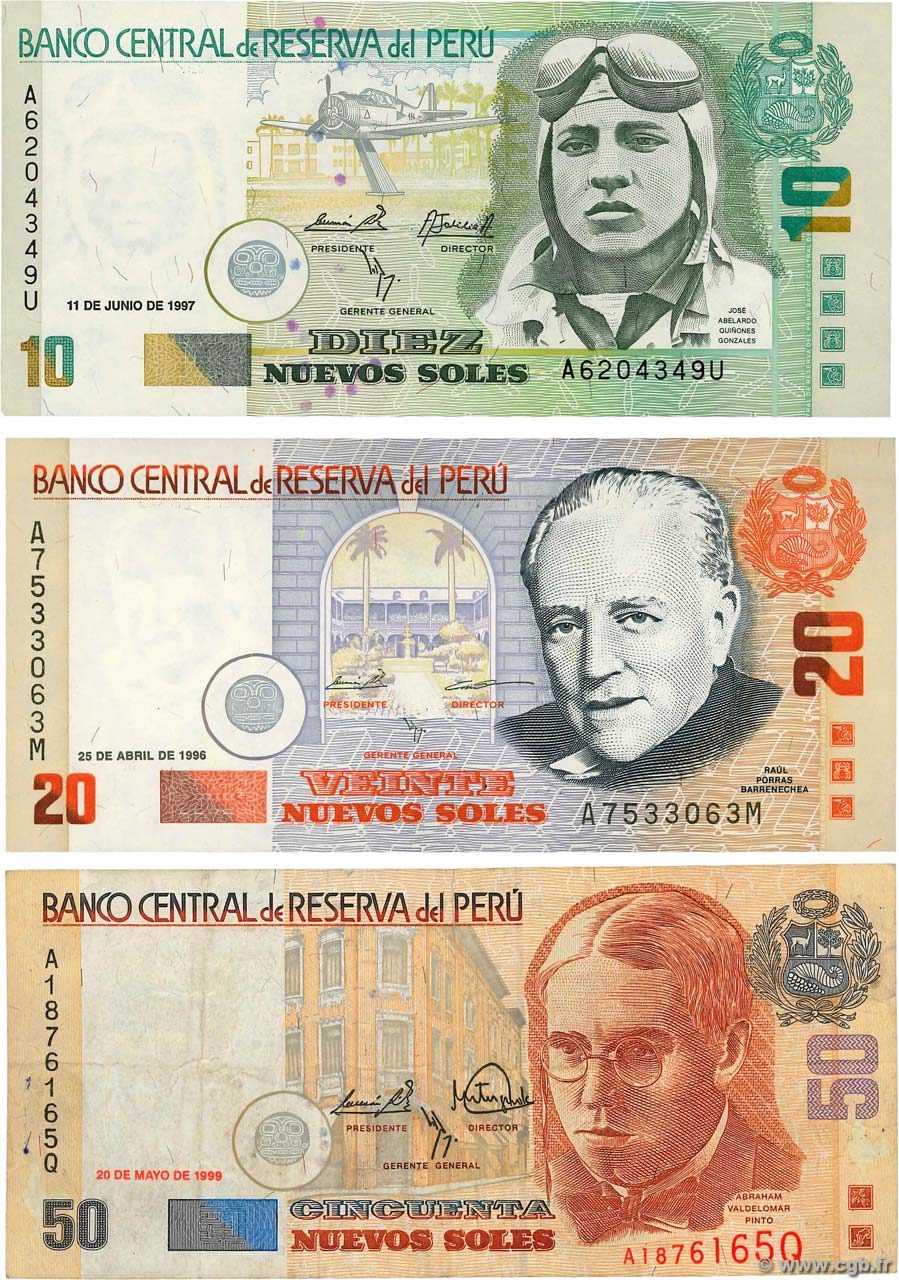Lot de 3 Billets PERú  1996 P.LOT MBC