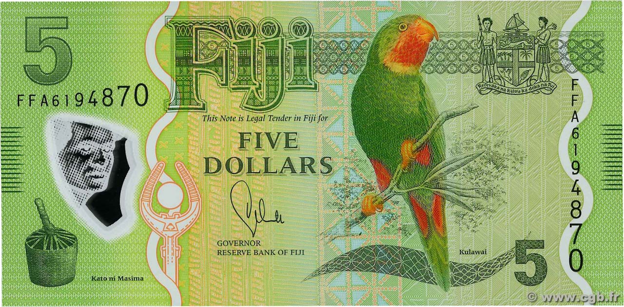 5 Dollars FIJI  2013 P.115a UNC