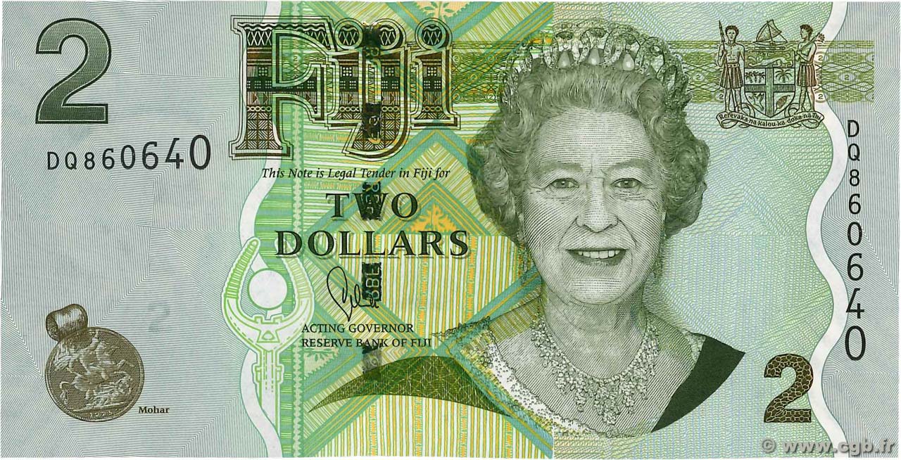 2 Dollars FIJI  2011 P.109b UNC-