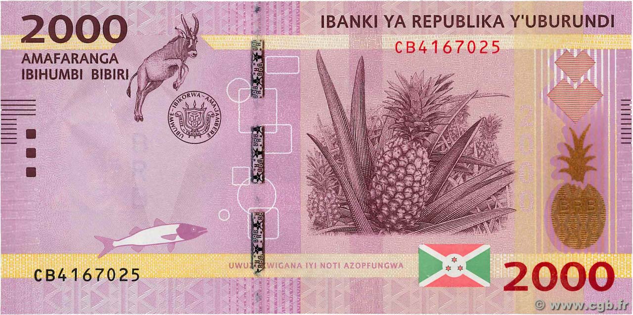 2000 Francs BURUNDI  2015 P.52 UNC