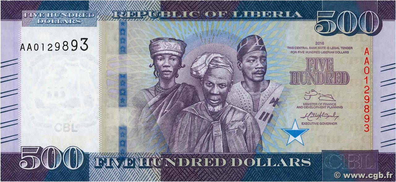 500 Dollars LIBERIA  2016 P.36 UNC