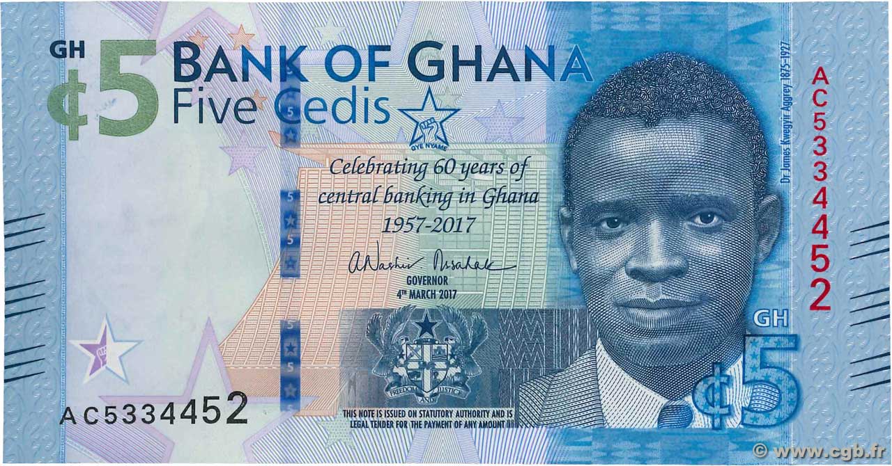 5 Cedis Commémoratif GHANA  2017 P.43 NEUF