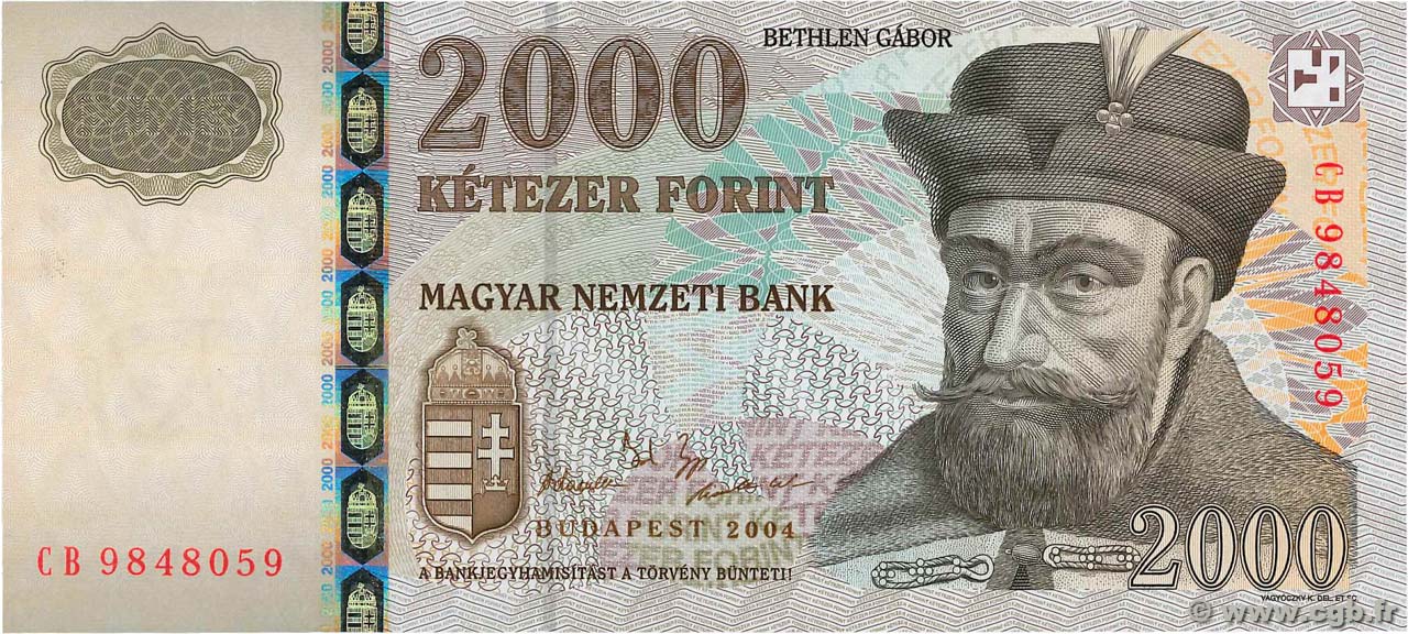 2000 Forint UNGHERIA  2004 P.190c FDC