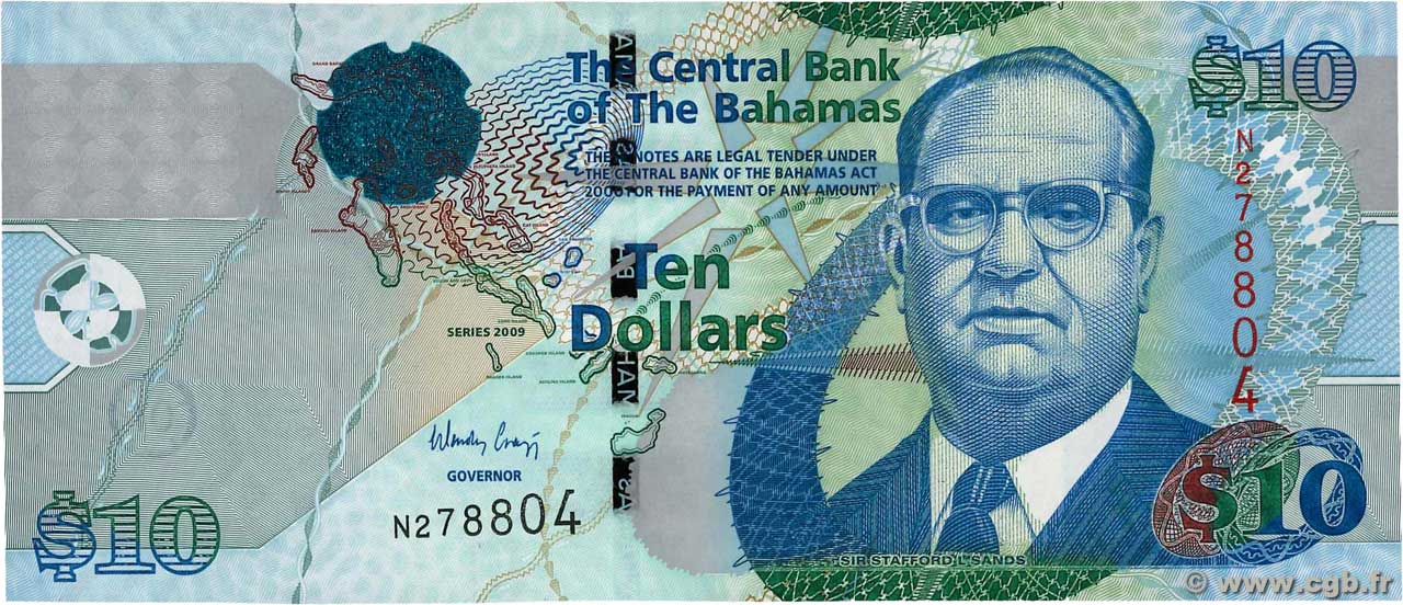 10 Dollars BAHAMAS  2009 P.73A FDC