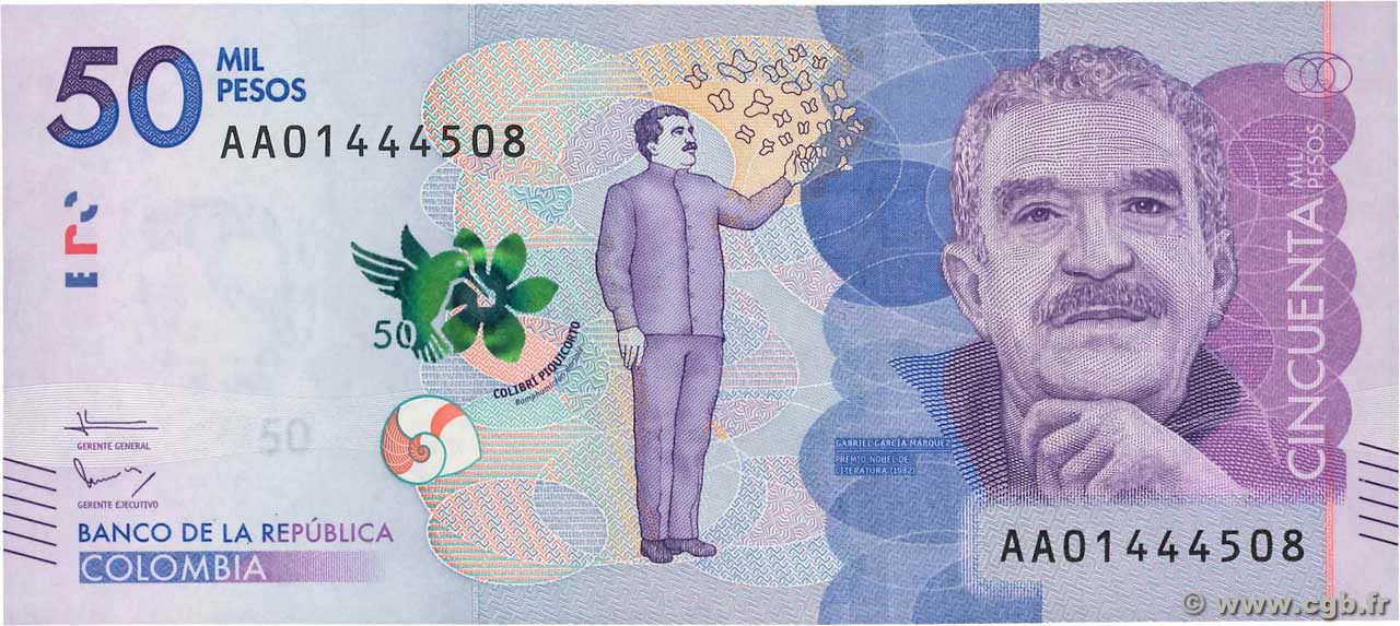 50000 Pesos COLOMBIA  2015 P.462 FDC