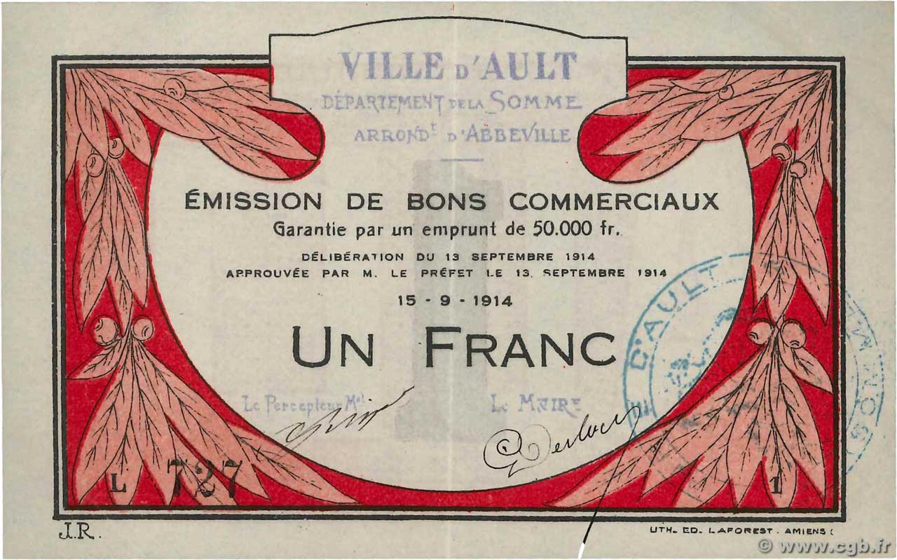 1 Franc FRANCE regionalism and various Ault 1914 JP.80.05 XF