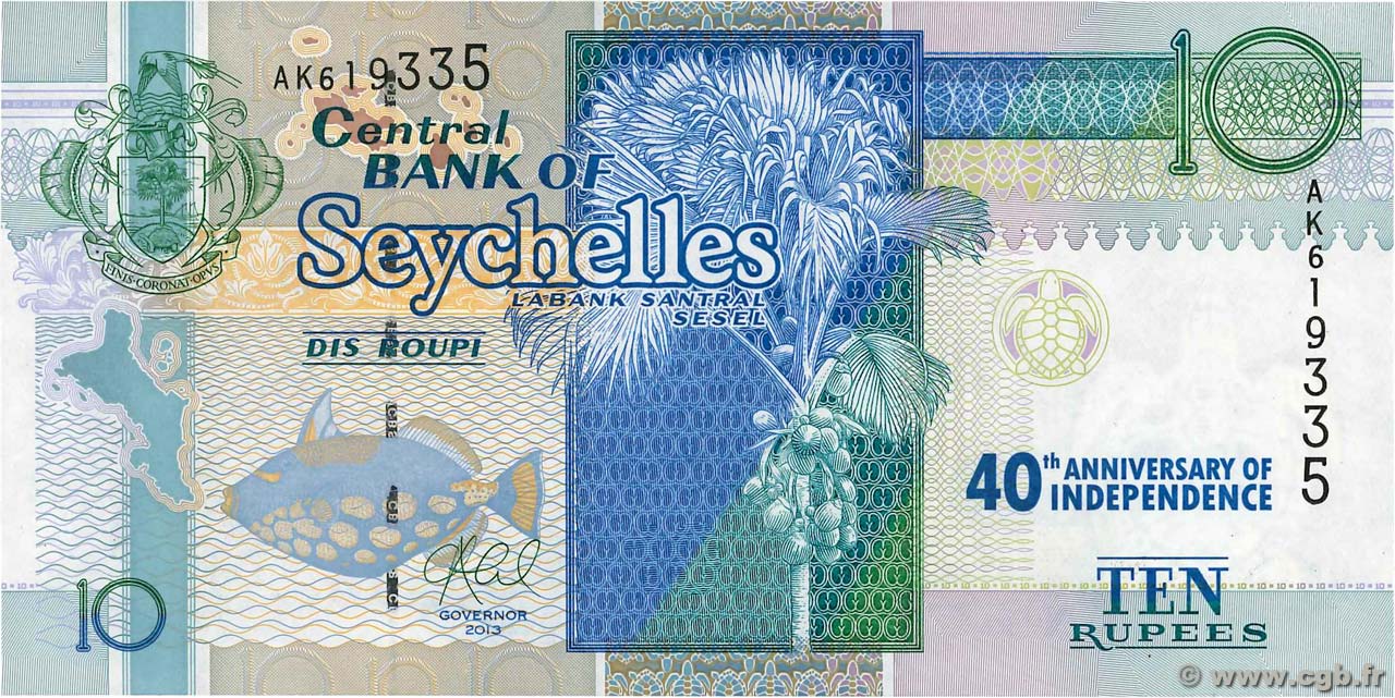 10 Rupees SEYCHELLES  1989 P.52 FDC