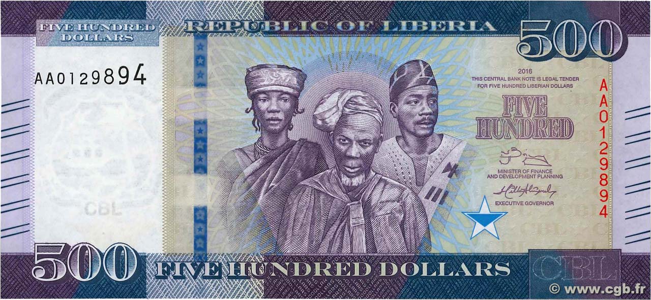 500 Dollars LIBERIA  2016 P.36 FDC