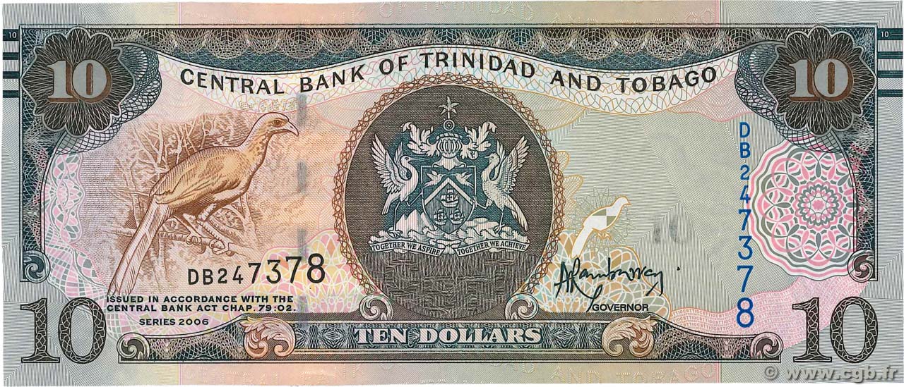 10 Dollars TRINIDAD and TOBAGO  2006 P.55 UNC