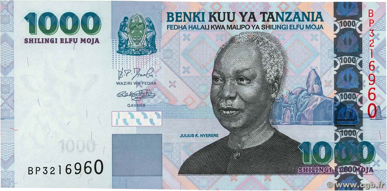 1000 Shilingi TANZANIA  2006 P.36b UNC