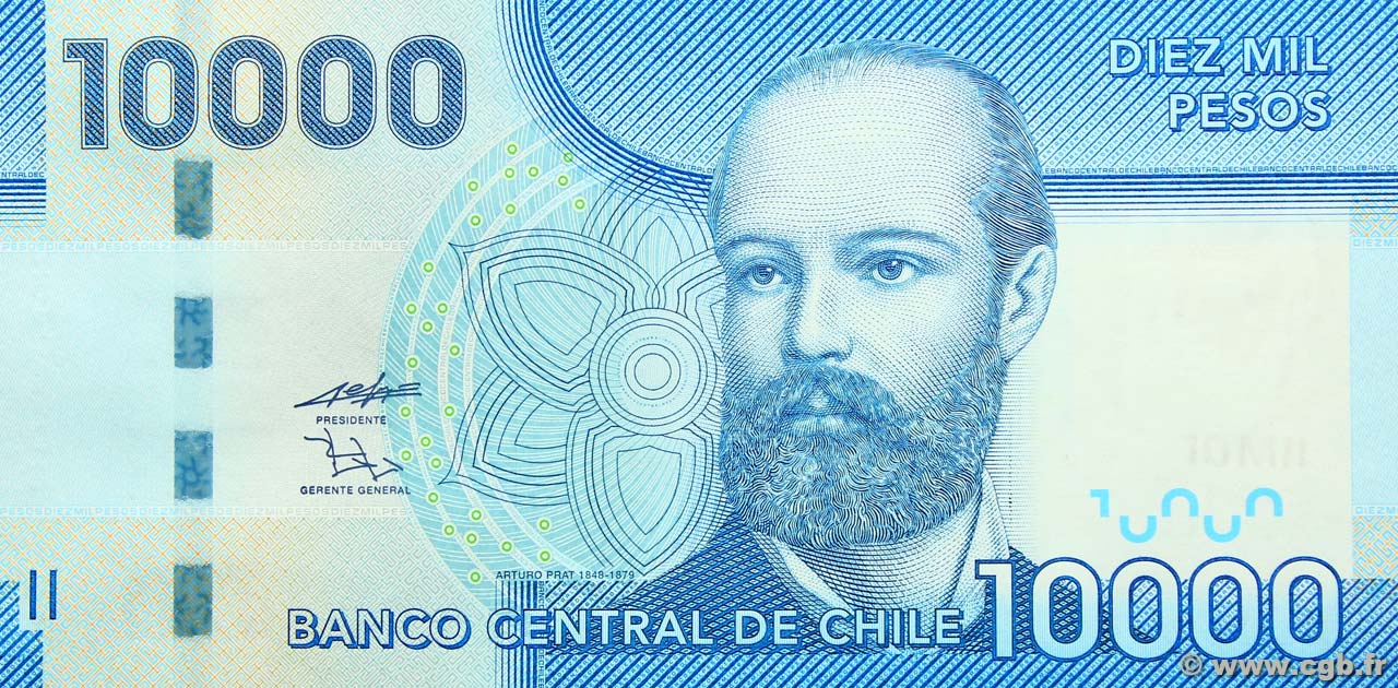 10000 Pesos CHILE  2009 P.164a UNC