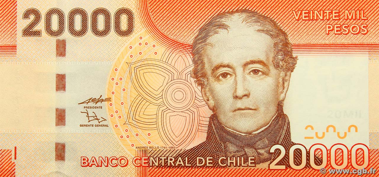 20000 Pesos CHILE
  2009 P.165a fST+