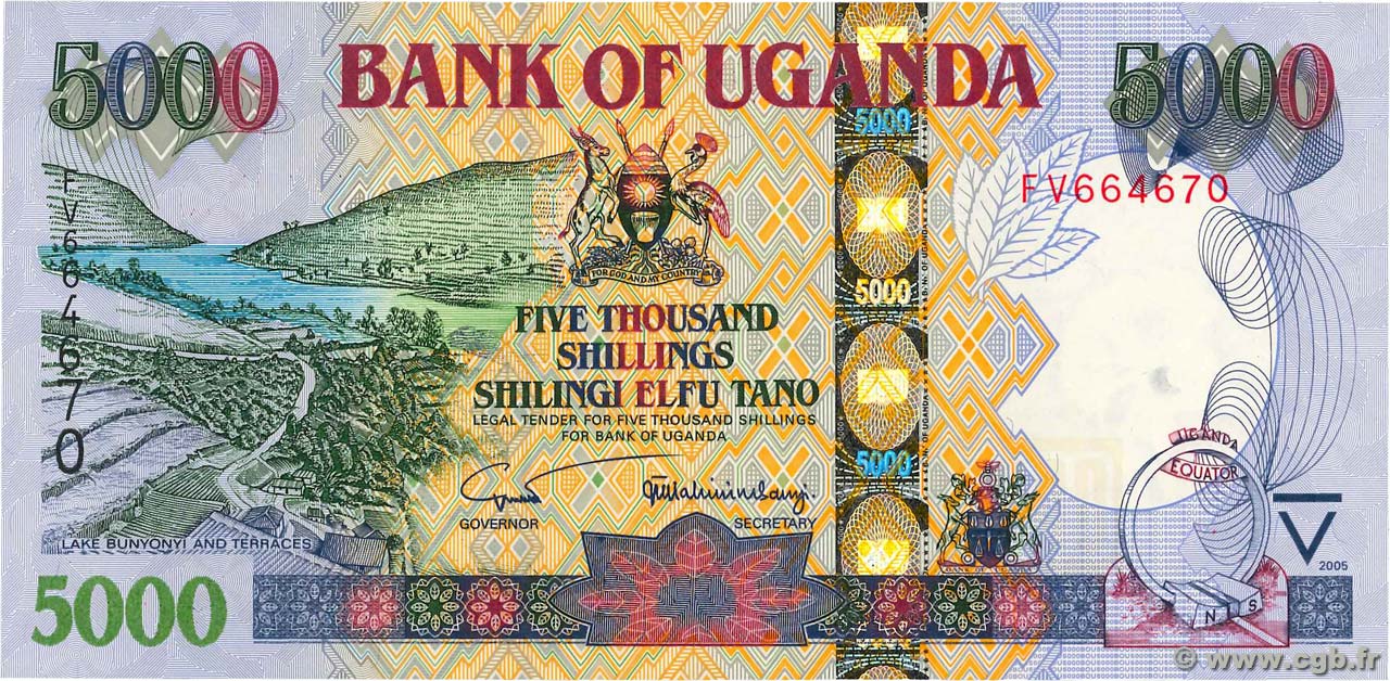 5000 Shillings UGANDA  2005 P.44b UNC
