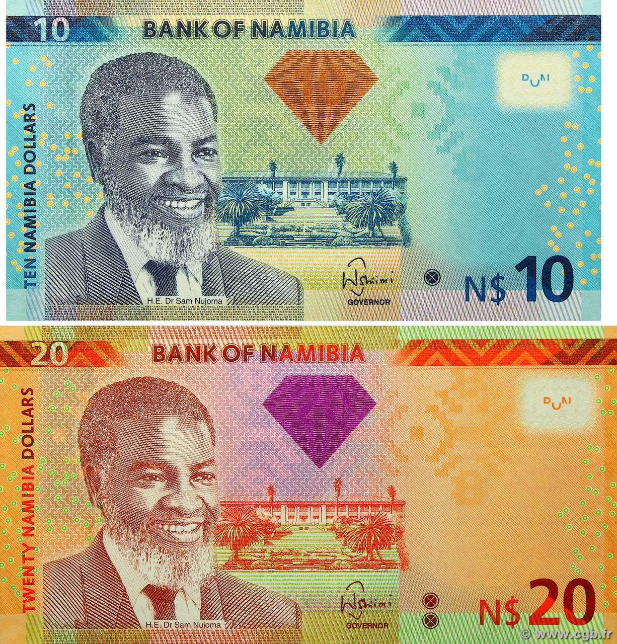 10 et 20 Namibia Dollars  NAMIBIA  2012 P.LOT UNC