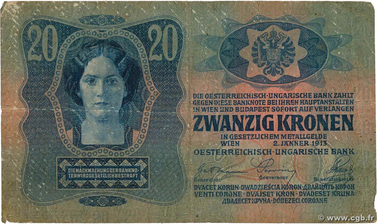 20 Kronen AUSTRIA  1913 P.013 MB