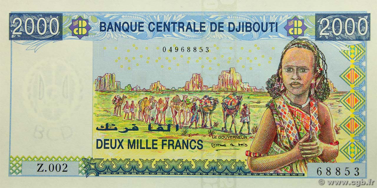 2000 Francs DJIBOUTI  2008 P.43 UNC