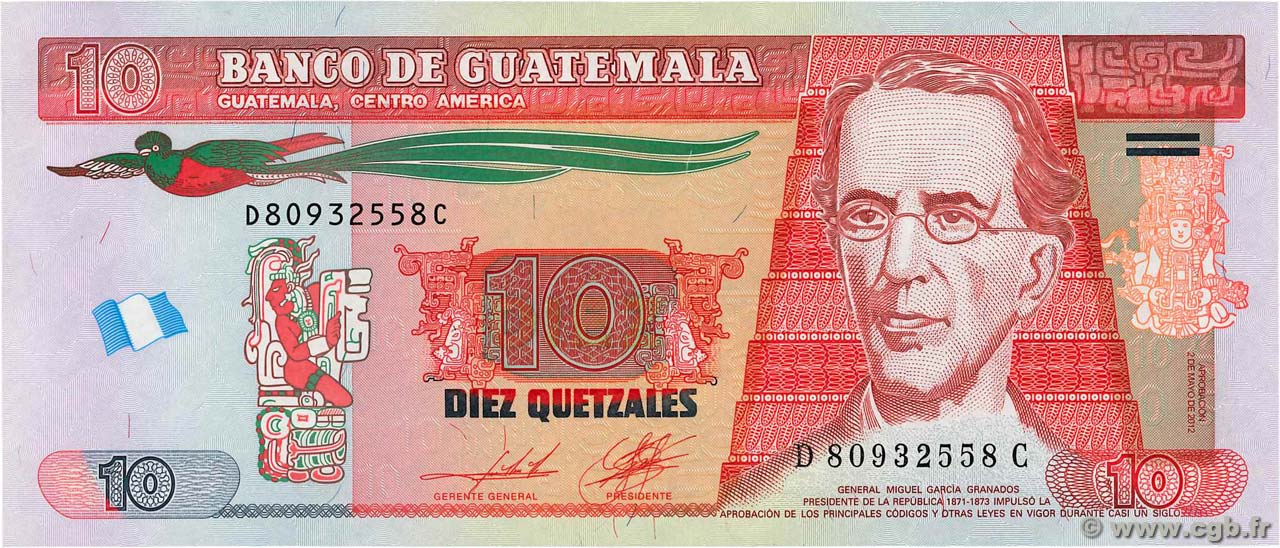 10 Quetzales GUATEMALA  2012 P.123c ST