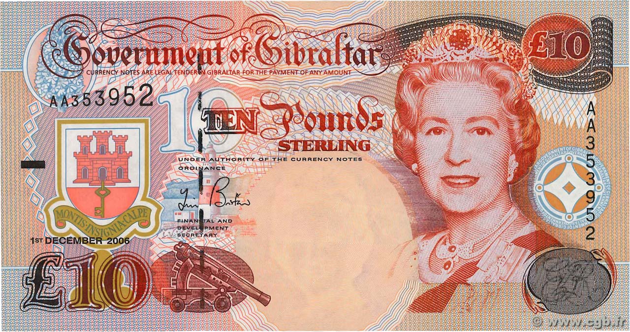 10 Pounds Sterling GIBRALTAR  2006 P.32a SC+