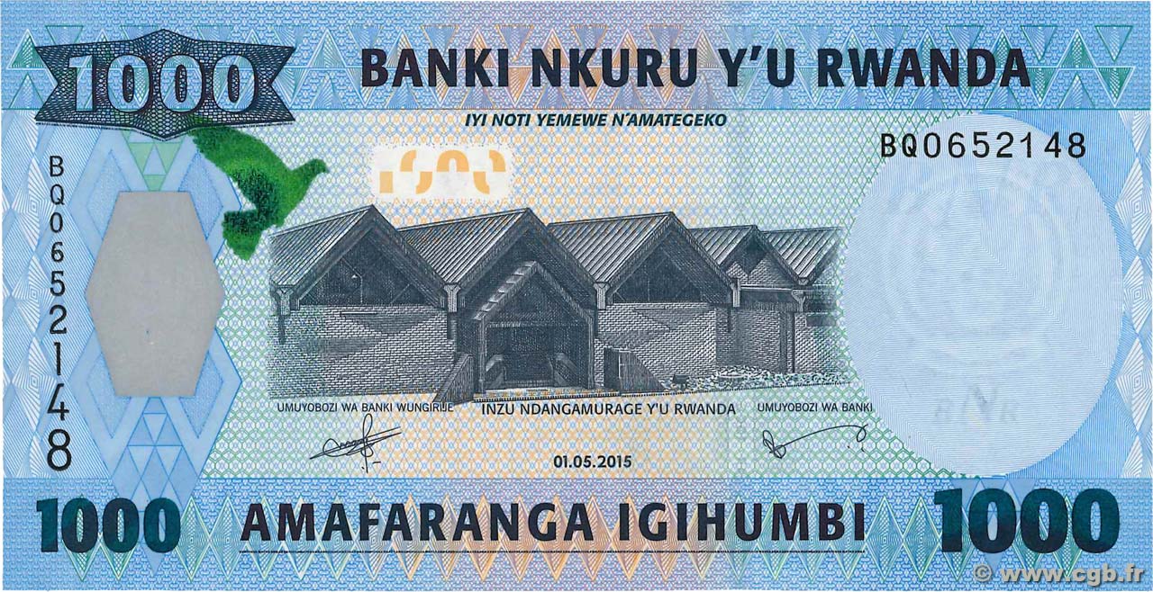 1000 Francs RWANDA  2015 P.39 UNC