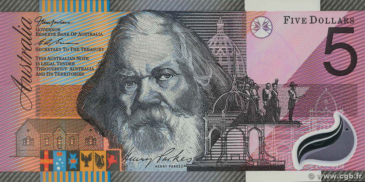 5 Dollars AUSTRALIA  2001 P.56 UNC