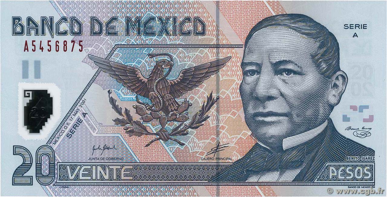 20 Pesos MEXICO  2001 P.116a UNC