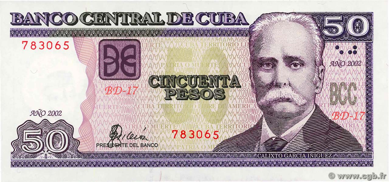 50 Pesos CUBA  2002 P.123a UNC