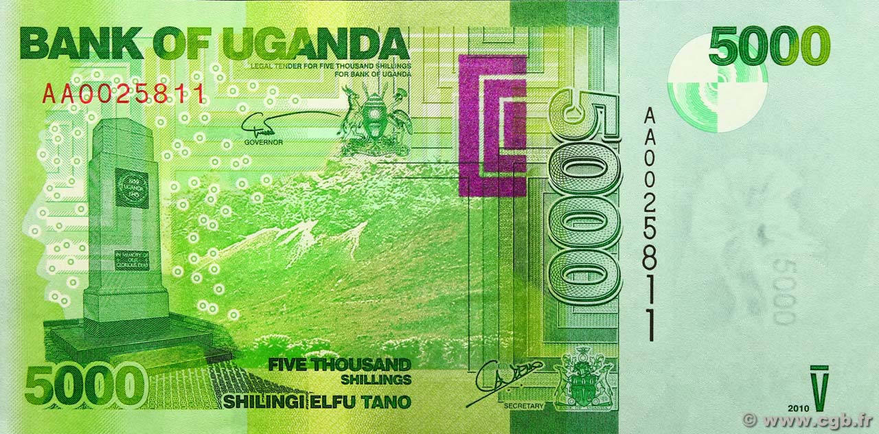 5000 Shillings UGANDA  2010 P.51a ST