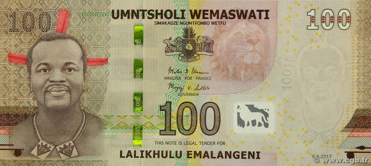 100 Emalangeni SWAZILAND  2017 P.42 NEUF