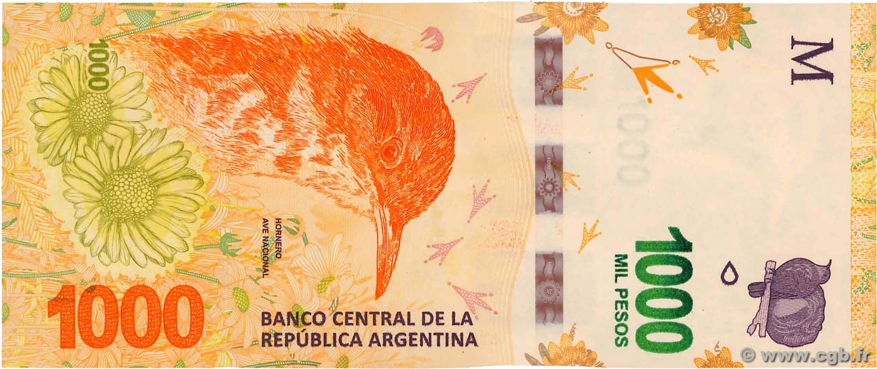 Circulated 279 Argentina 1000 Pesos 1966-69  VF  P Banknotes