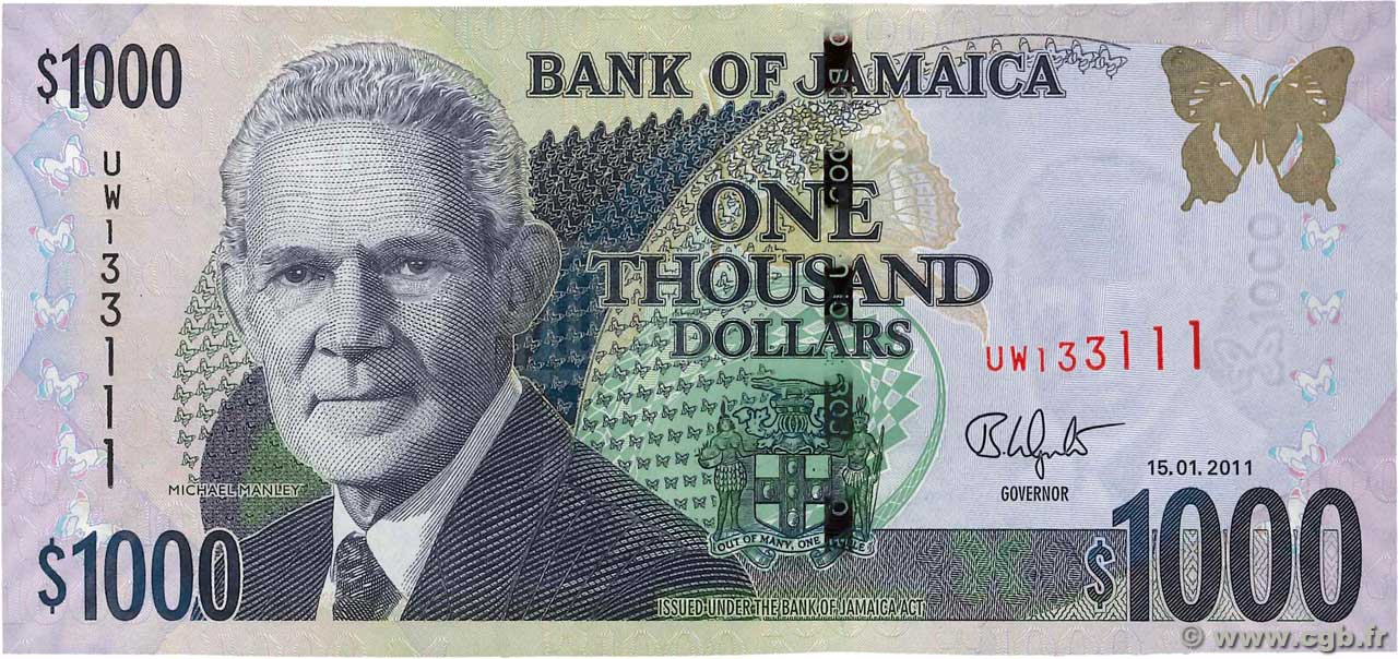 1000 Dollars JAMAÏQUE  2011 P.86i pr.NEUF