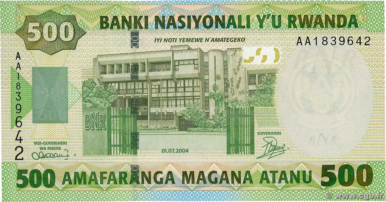 500 Francs RWANDA  2004 P.30a NEUF
