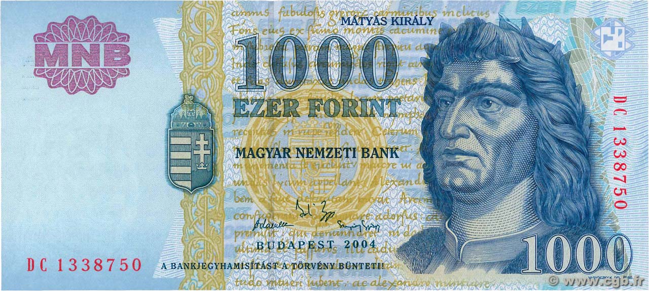 1000 Forint UNGHERIA  2004 P.189c FDC