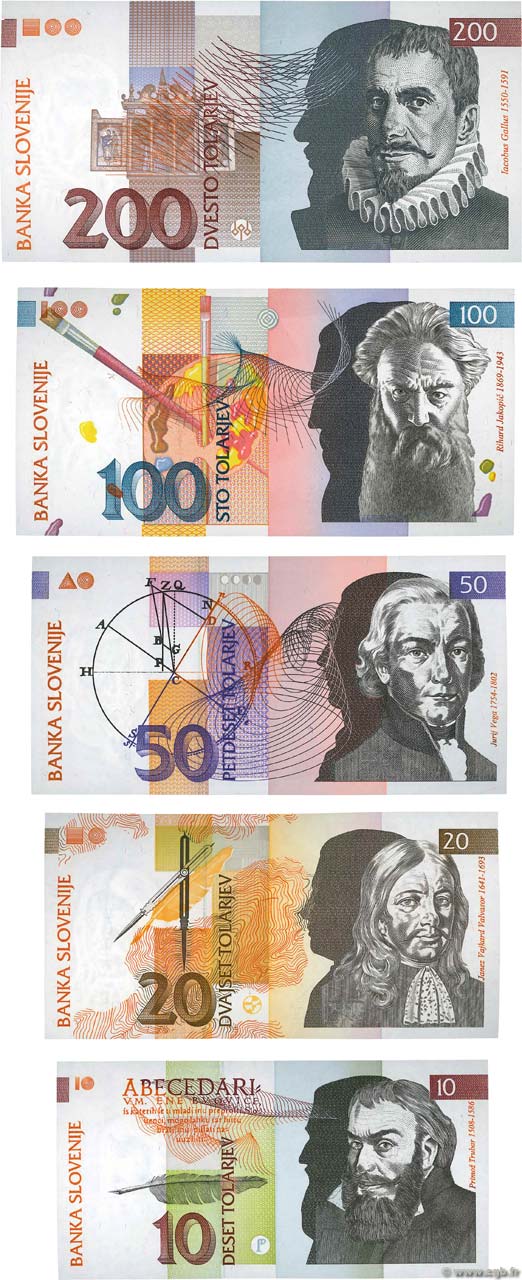 Lot de 5 Billets ESLOVENIA  1992 P.LOT FDC