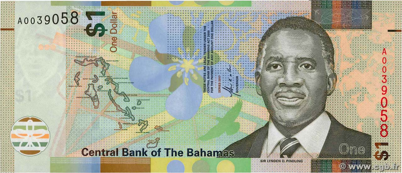 1 Dollar BAHAMAS  2017 P.77 NEUF