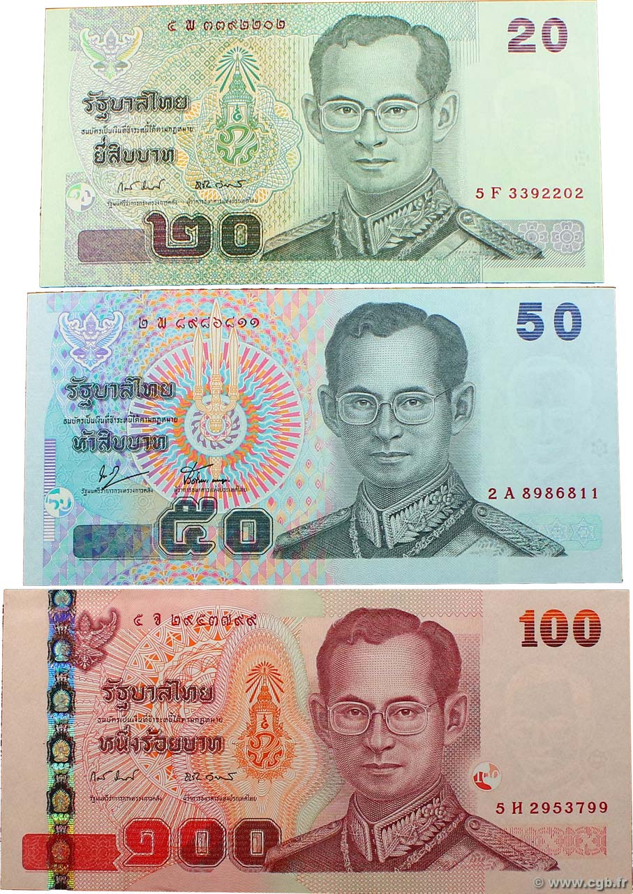 20, 50 et 100 Baht THAILAND  2003 P.LOT fST