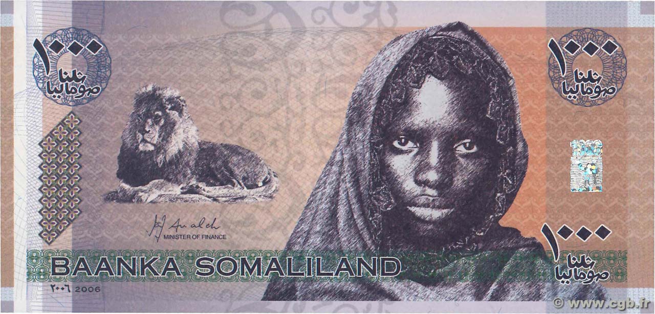 1000 Shillings SOMALILANDIA  2006 P.CS1 FDC
