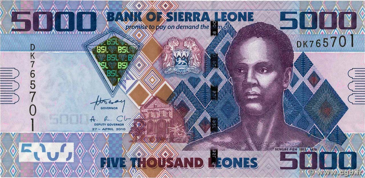 5000 Leones SIERRA LEONE  2010 P.32a NEUF