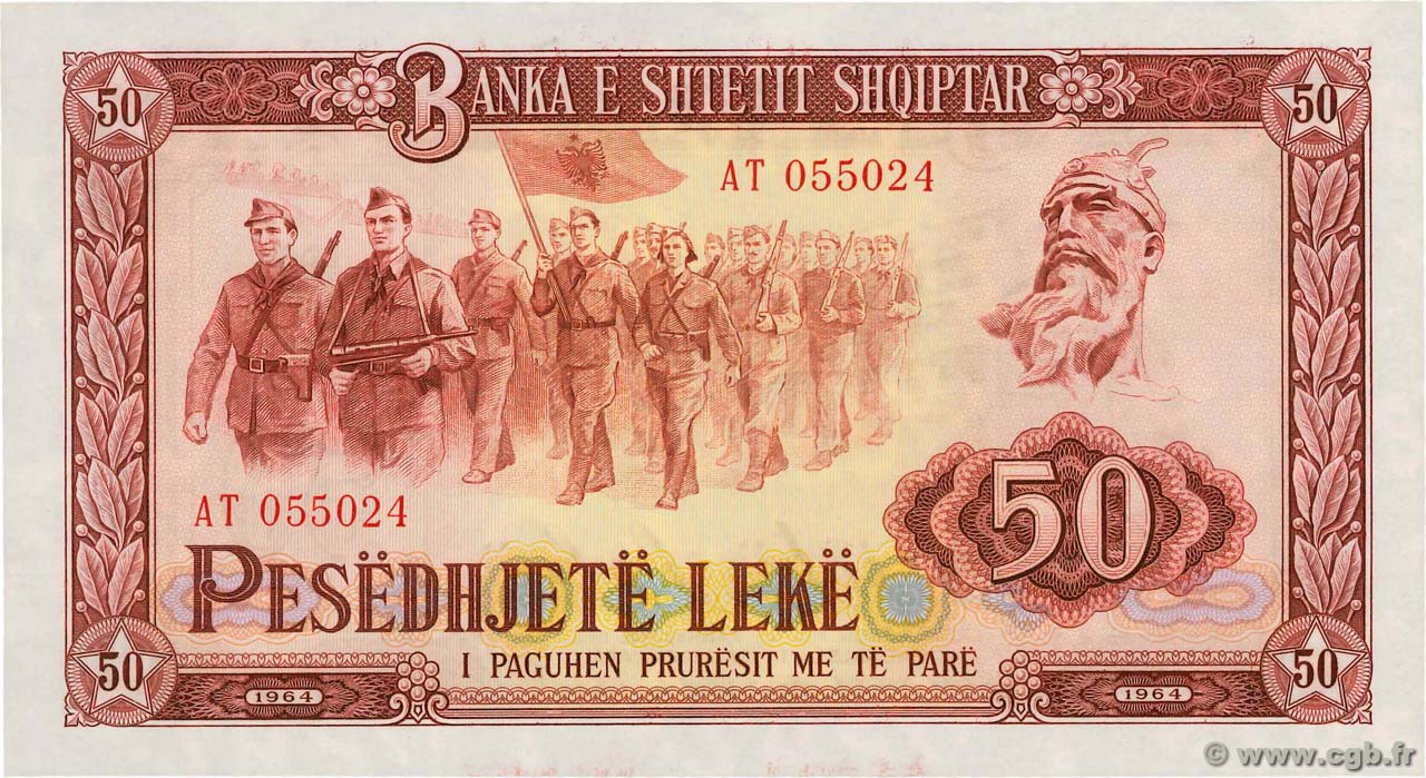 50 Lekë ALBANIA  1964 P.38a SPL+