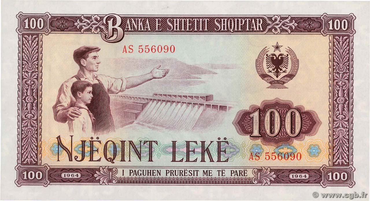 100 Lekë ALBANIA  1964 P.39a SC+
