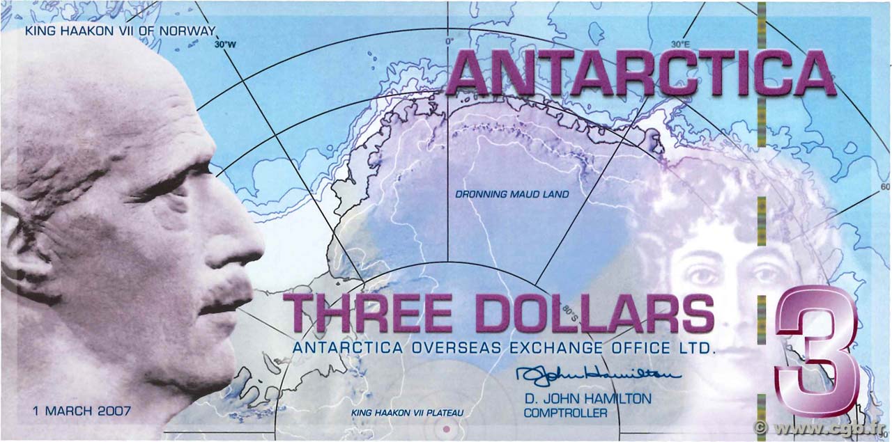 3 Dollars ANTARCTIQUE  2007  ST