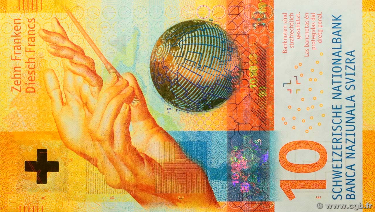 10 Francs SWITZERLAND  2016 P.75a UNC