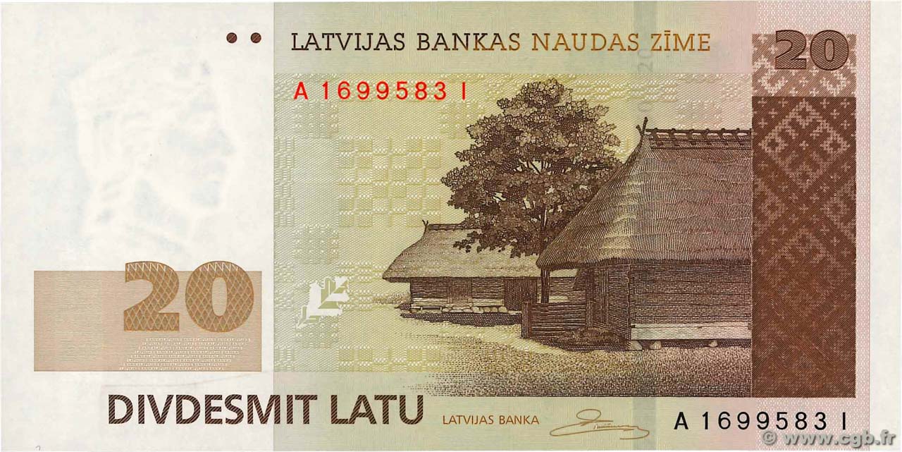 20 Latu LATVIA  2009 P.55b UNC